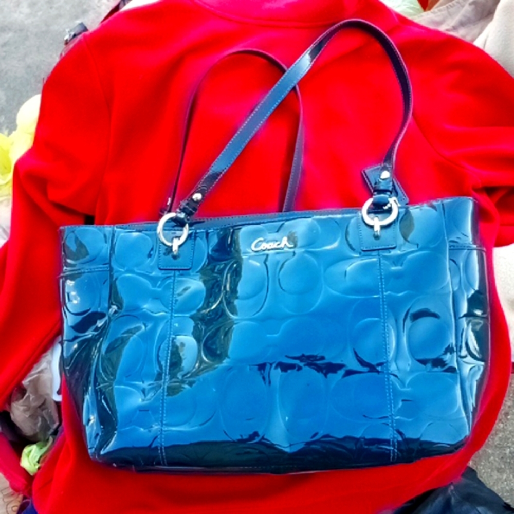 Coach Purse, Blue, No. F1149-F17729, 16" x 10 1/2 "  x 4 1/2 ", Pre Owned/Unused